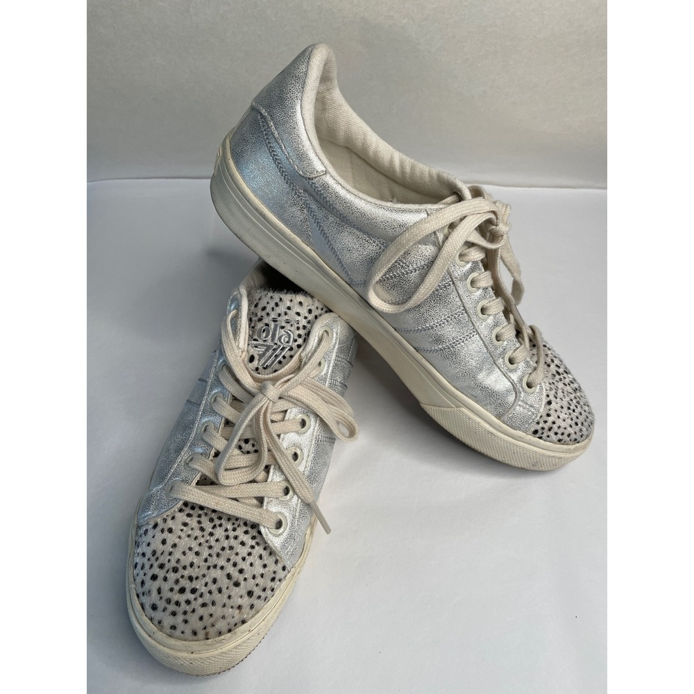 Gola Orchid II Cheetah Metallic Silver Animal Print Sneakers CLA466 Womens 8
